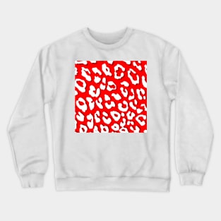 White Leopard Print Red Crewneck Sweatshirt